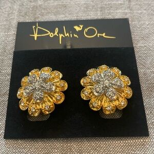 Dolphin Ore Gold and Silver Flower Earrings